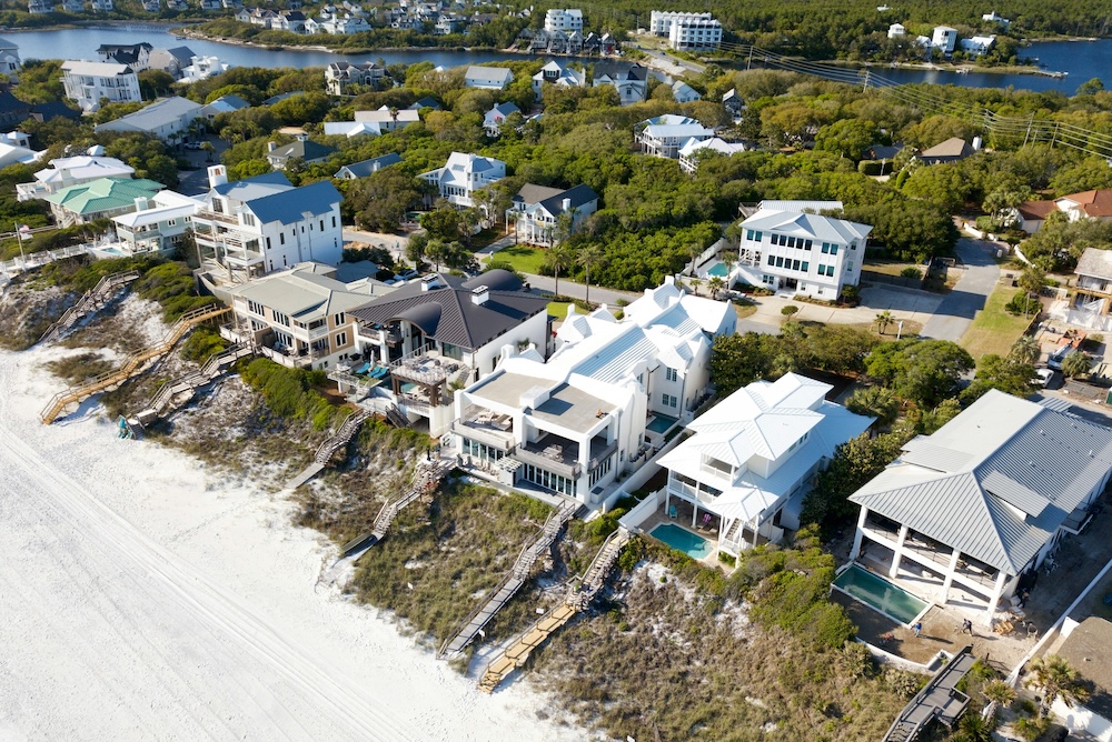 vacation homes along Seaside beach